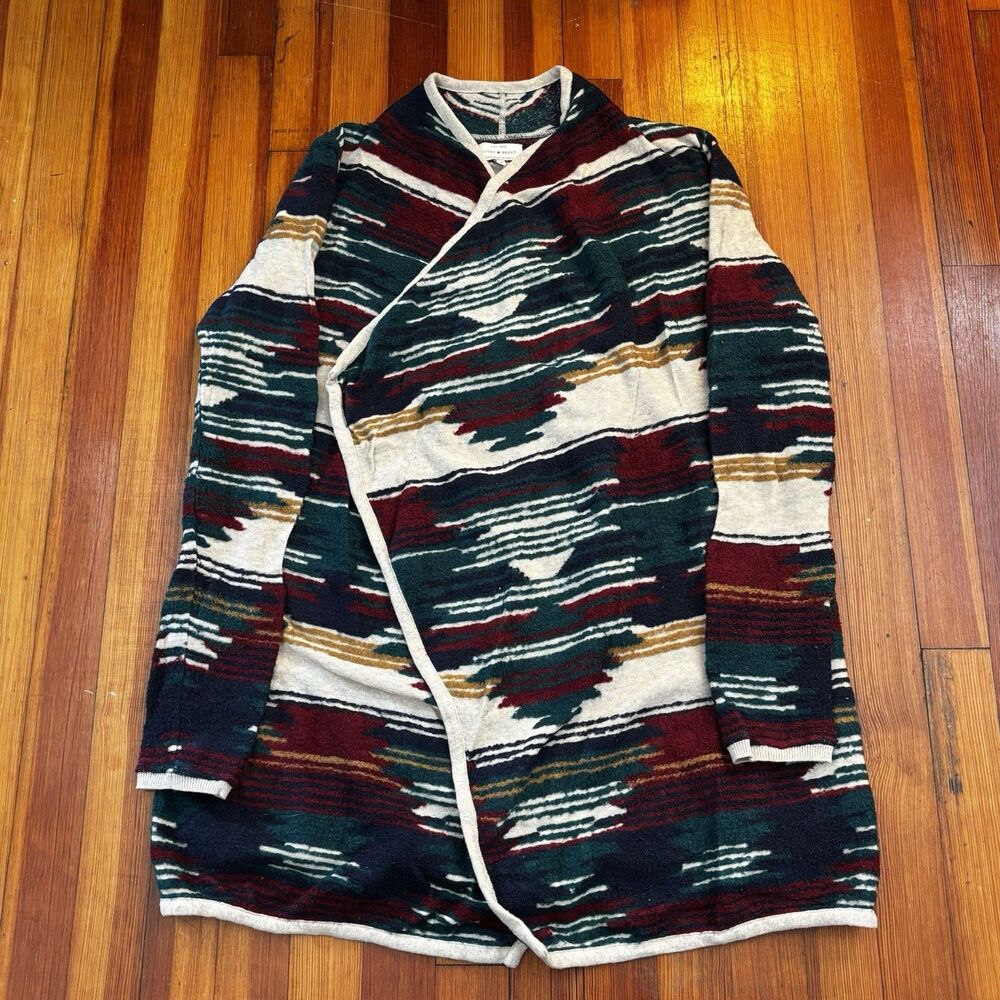 Lucky Brand Sweater Cardigan Medium Waterfall Open Front Aztec Draped Western